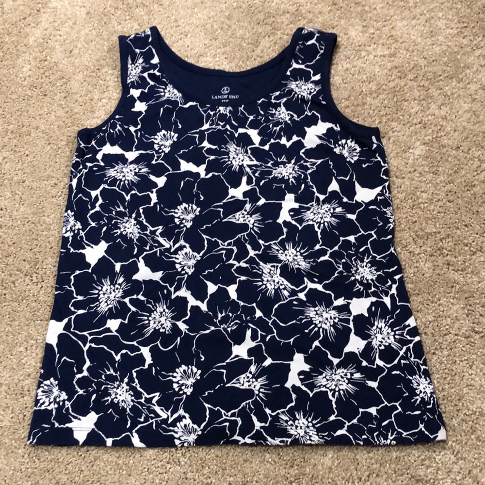 like new Lands End floral cotton tank XS